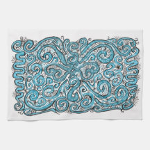 blue lace hand towel