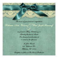 Blue Lace Vintage Wedding Invitation