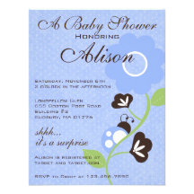 Blue Ladybug Baby Shower Invite