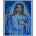 Blue Lady's shirt with Jesus picture