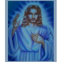 Blue Lady's shirt with Jesus picture by KarenCharin0 Blue Lady's shirt with Jesus picture