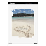 Blue Lagoon, Bahamas- Heart Drawn in the Sand Decals For iPad 2