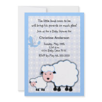 Blue Lamb Baby Boy Shower Invitation