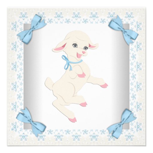 Blue Lamb Baby Boy Shower Personalized Invitation