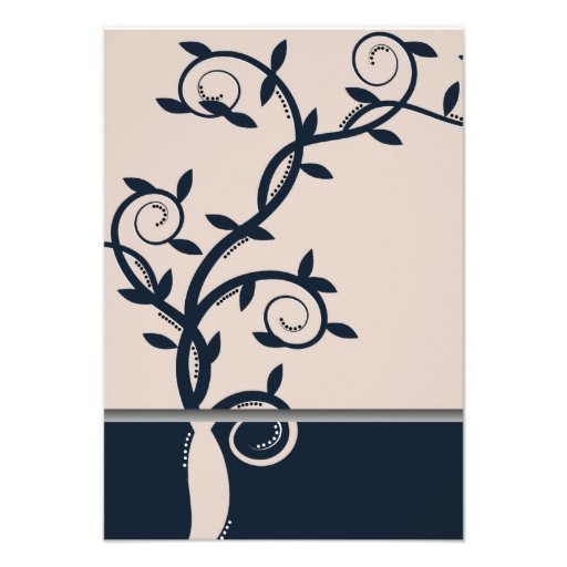 Blue Leafy Vine Bridal Shower Invitation