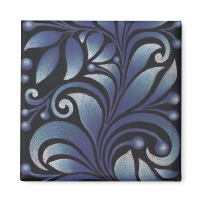 blue leaves refrigerator magnet by VioDeSign