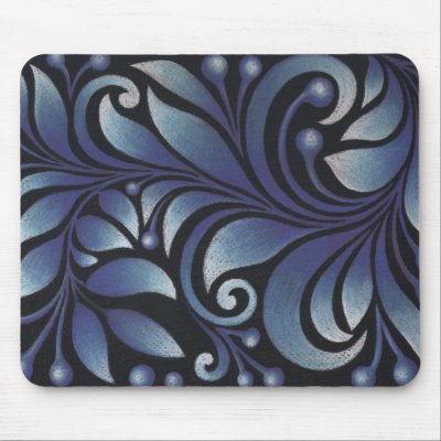 blue leaves mouse mats by VioDeSign