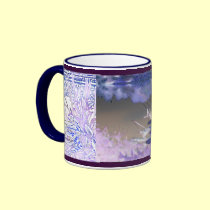 Blue Leaves on Water mugs