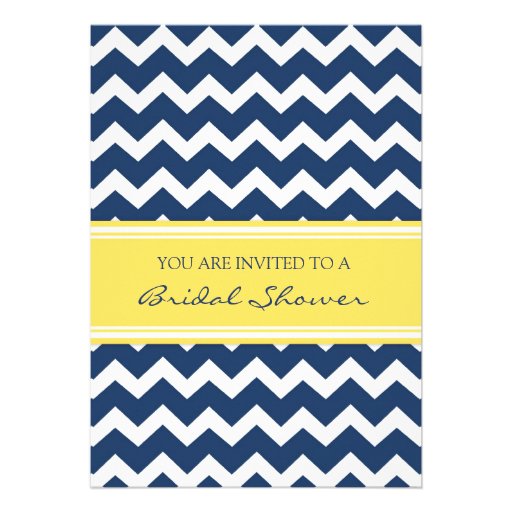 Blue Lemon Chevron Bridal Shower Invitation Cards