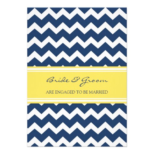 Blue Lemon Chevron Engagement Party Invitations