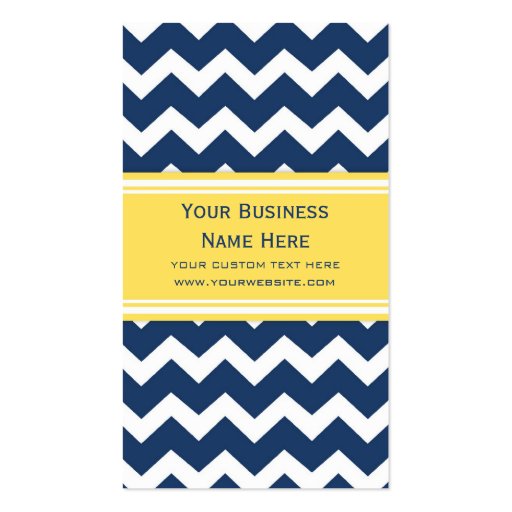 Blue Lemon Chevron Retro Business Cards (front side)