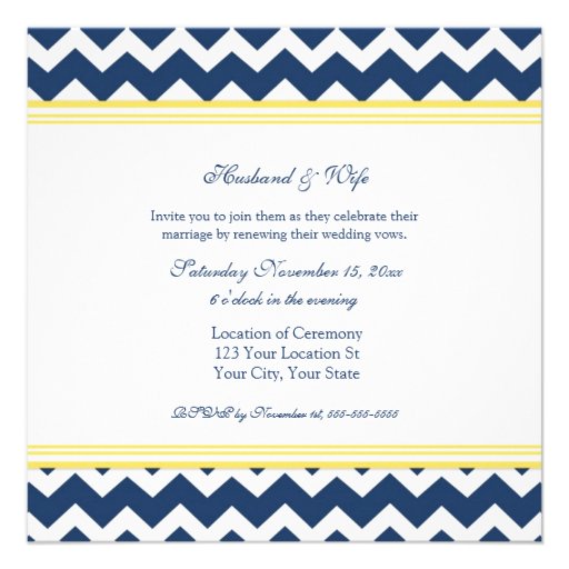 Blue Lemon Chevron Wedding Vow Renewal Invitations