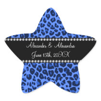 Blue leopard pattern wedding favors stickers