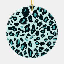 Blue leopard print christmas tree ornament