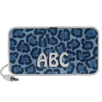 Blue Leopard Print Initials Doodle Speaker speakers