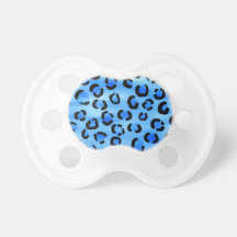 Blue Leopard Print Pattern. Baby Pacifiers