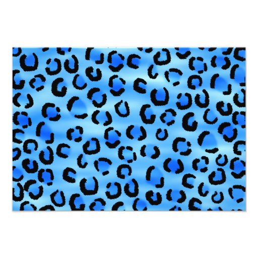Blue Leopard Print Pattern. Custom Invitation