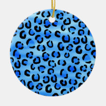 Blue Leopard Print Pattern. Ornaments