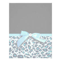 Blue leopard print ribbon bow graphic custom letterhead