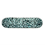 Blue leopard print skate deck