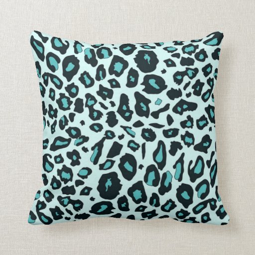 Blue leopard print throw pillow Zazzle