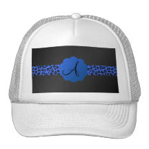 Blue leopard stripe monogram mesh hat