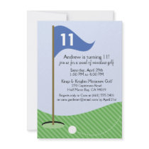Blue Let's Par-Tee Miniature Golf Birthday Party Custom Announcements