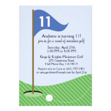 Blue Let's Par-Tee Miniature Golf Birthday Party Custom Announcements