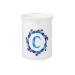 Blue Letter C Monogram Red Stars Drink Pitchers