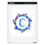 Blue Letter C Monogram Red Stars iPad 3 Skin