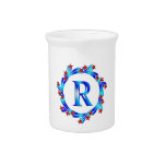 Blue Letter R Monogram Red Stars Drink Pitchers