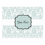 Blue Letterpress Damask Card Postcard