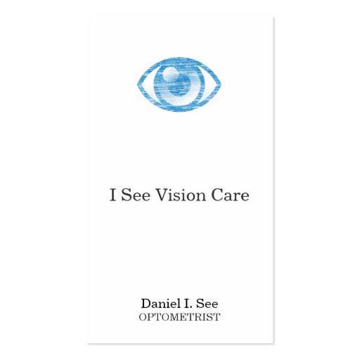 Blue Letterpress Style Eye-Con Business Card (front side)