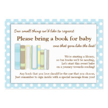 Blue Library Baby Shower Book Insert Request Card Business Cards