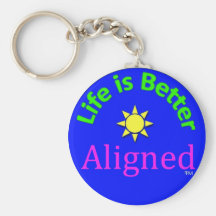 blue 'life is better aligned' keychain