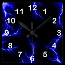 Blue Lightning  Numbered Wall Clock wall clocks