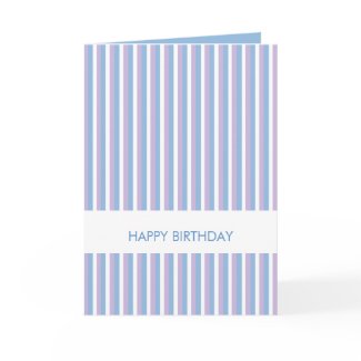 Blue Lilac White Stripes white Birthday Card card