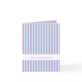 Blue Lilac White Stripes white Note Card card