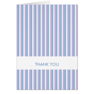 Blue Lilac White Stripes white Thank You Note Card card