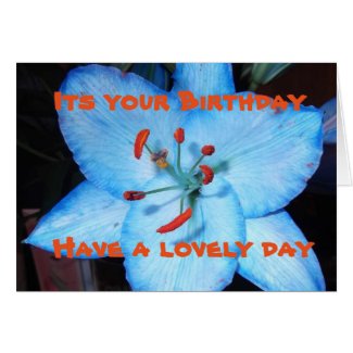 blue lilies birthday/greetings card