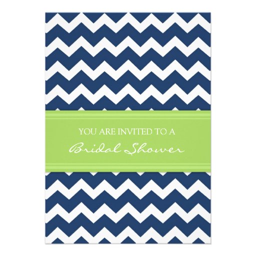 Blue Lime Chevron Bridal Shower Invitation Cards