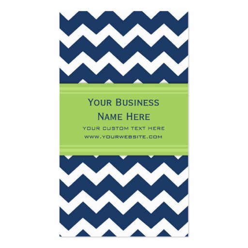 Blue Lime Chevron Retro Business Cards (front side)
