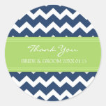 Blue Lime Chevron Thank You Wedding Favor Tags Sticker