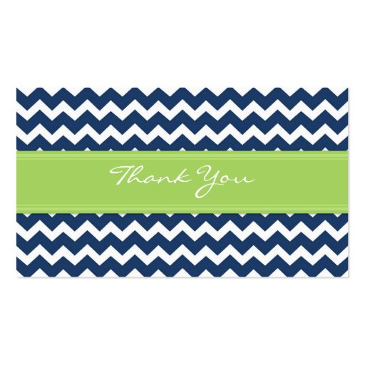 Blue Lime Chevron Wedding Favor Tags Business Cards (back side)