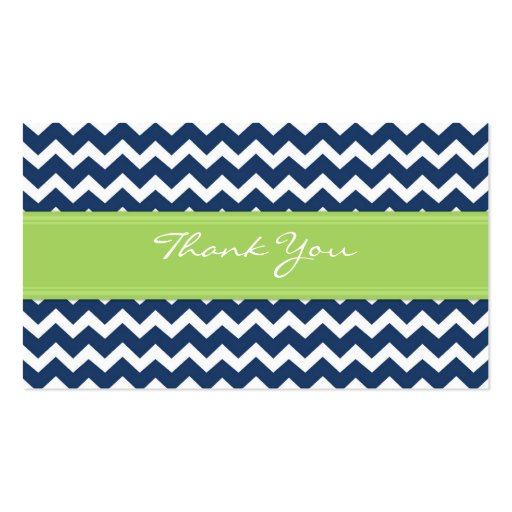 Blue Lime Chevron Wedding Favor Tags Business Cards (back side)