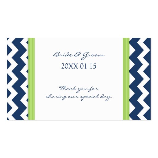 Blue Lime Chevron Wedding Favor Tags Business Cards (front side)