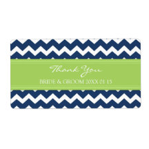 Blue Lime Chevron Wedding Labels