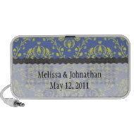 blue lime green damask wedding keepsake doodle