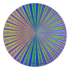 Blue Lime Green Purple Abstract Fractal Tunnel Stickers