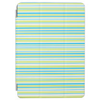 Blue lime green stripes iPad Air cover at Zazzle